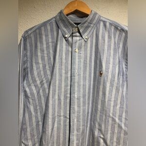 Ralph Lauren Blue and White Vertical Stripe Button-Down Shirt